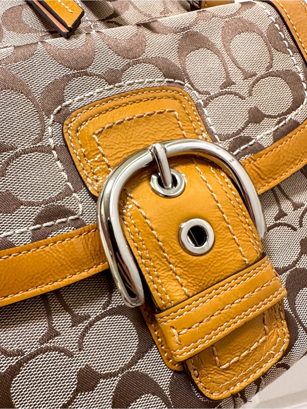 Coach Soho Buckle Dome Satchel Signature Jacquard Patent Leather Trim Bag - Picture 10 of 16